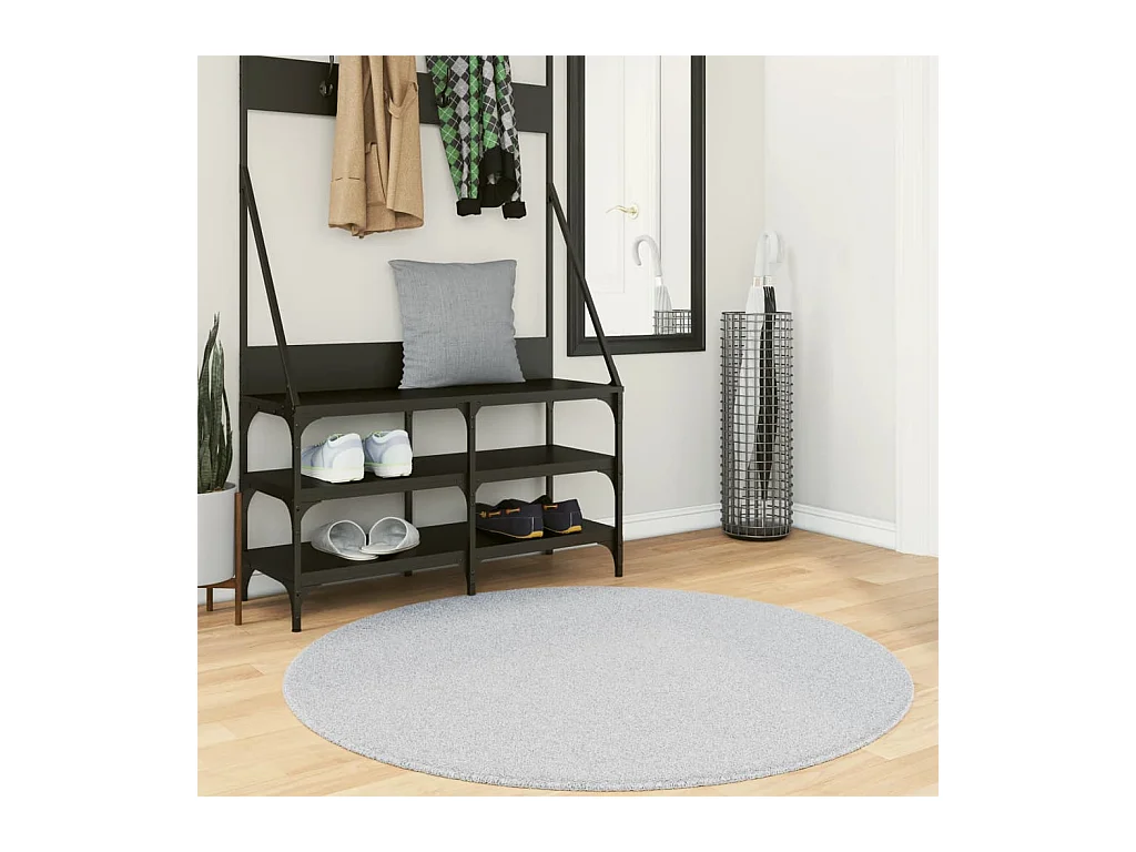 Tapis HUARTE à poils courts doux et lavable gris Ø 120 cm