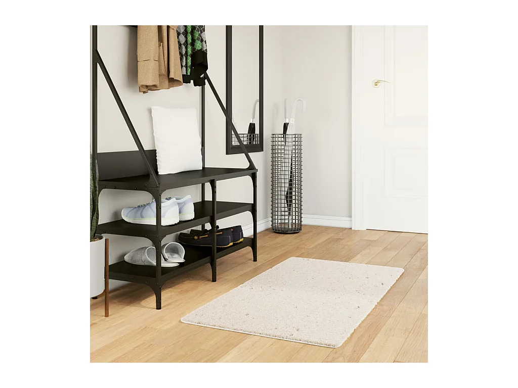 Tappeto Shaggy PAMPLONA a Pelo Lungo Moderno Crema 60x110 cm