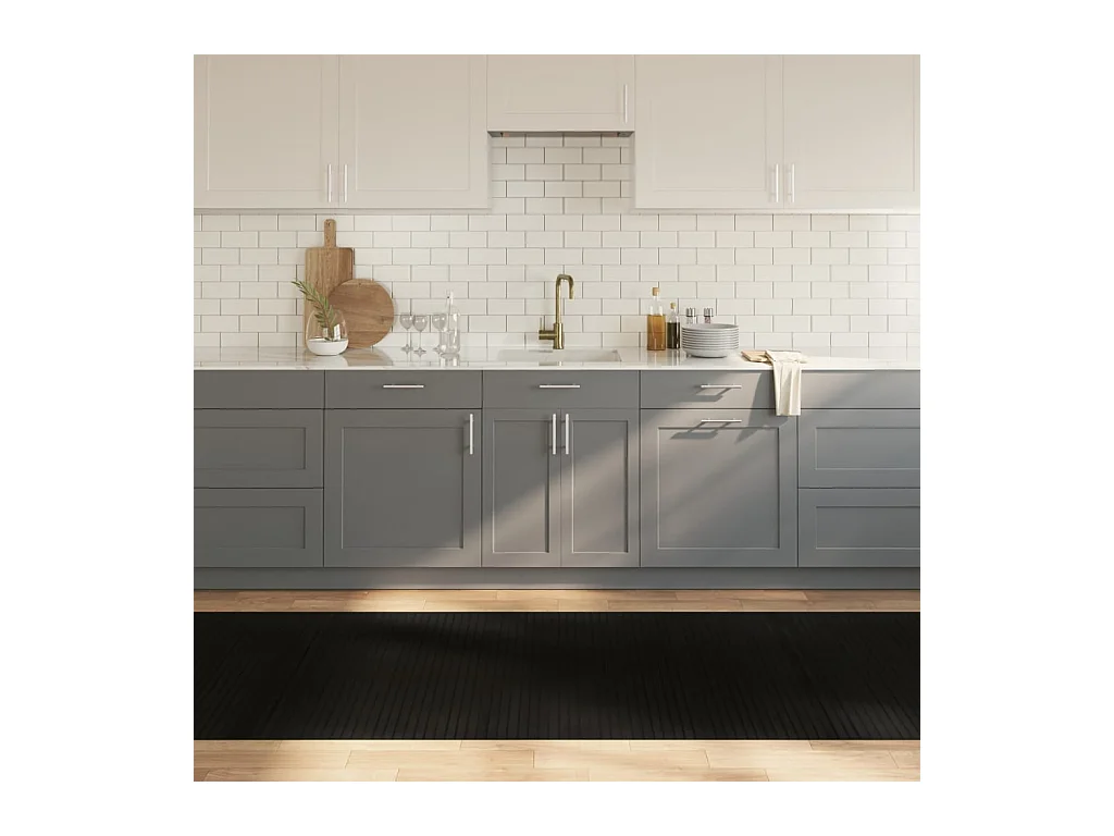 Tappeto Rettangolare Nero 100x300 cm in Bambù