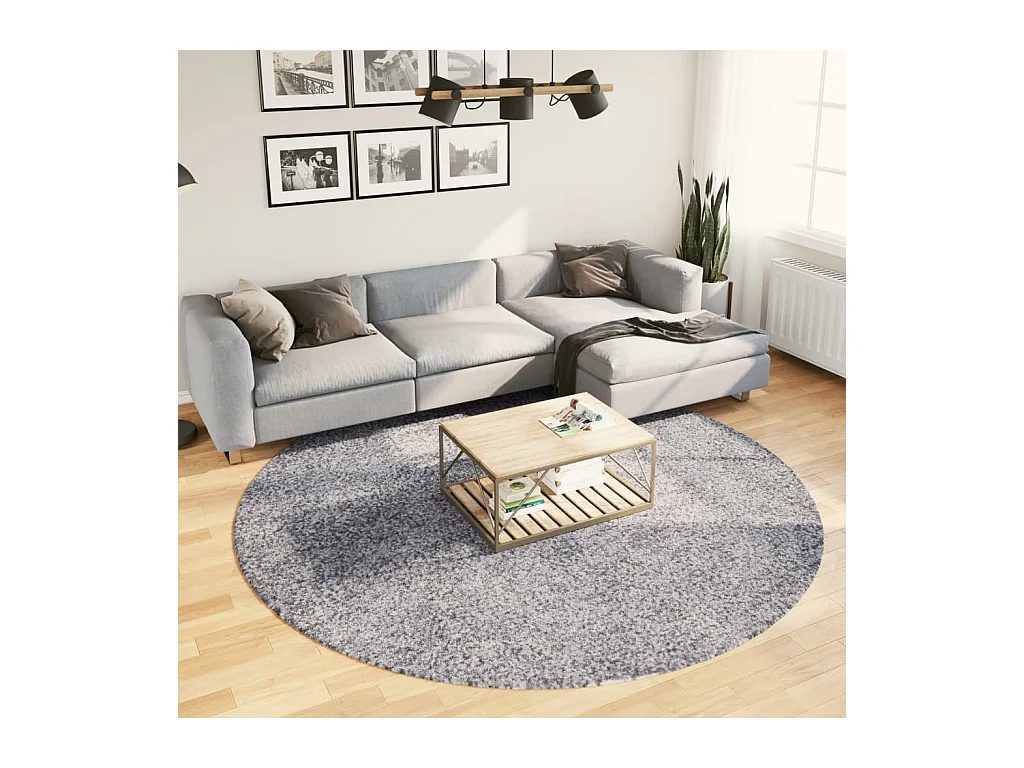Tappeto Shaggy PAMPLONA a Pelo Lungo Moderno Blu Ø 240 cm