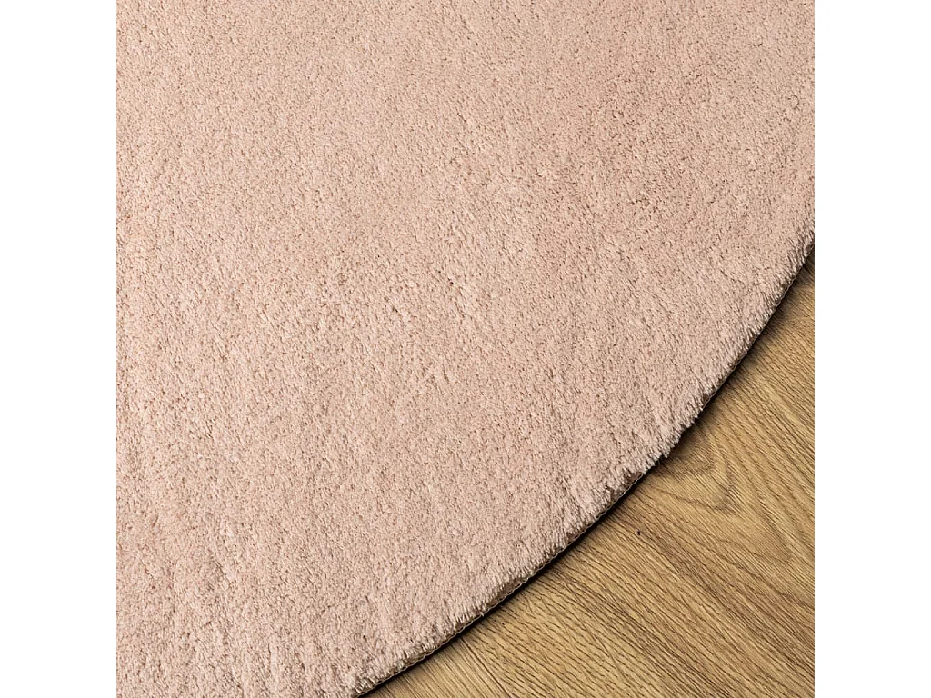 Tapis HUARTE à poils courts doux et lavable rouge clair Ø 80 cm