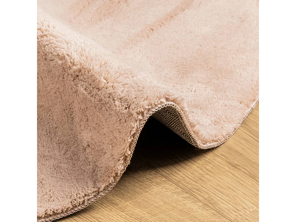 Tapis HUARTE à poils courts doux et lavable rouge clair Ø 80 cm