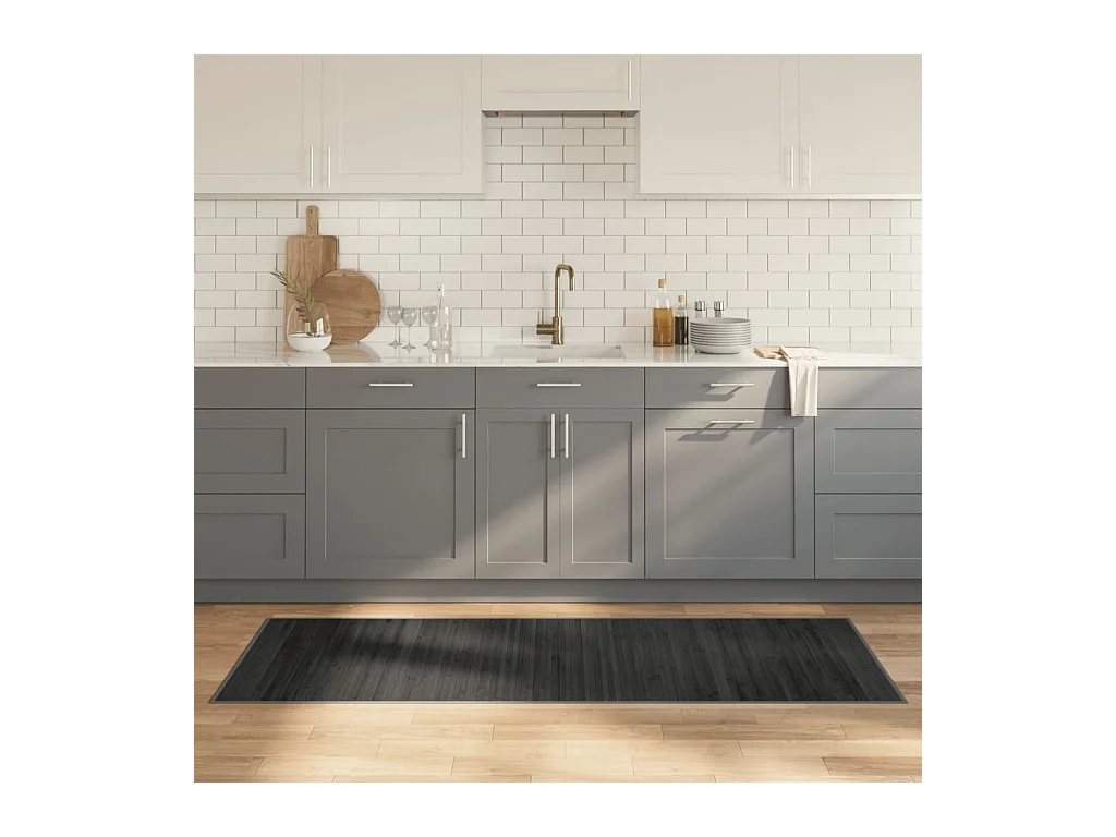 Tappeto Rettangolare Grigio 70x200 cm in Bambù