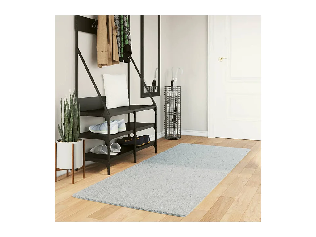Tapis HUARTE à poils courts doux et lavable bleu 80x200 cm
