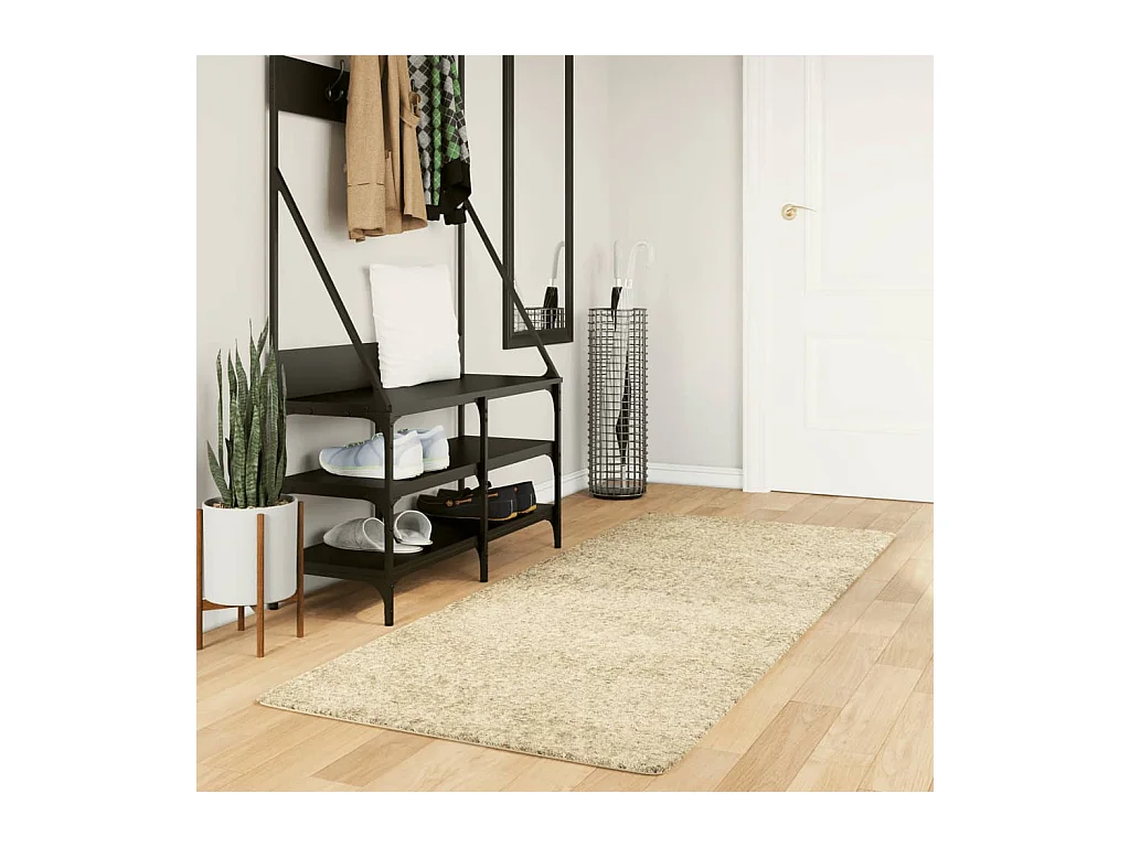 Tapis shaggy PAMPLONA poils longs moderne doré 80x200 cm