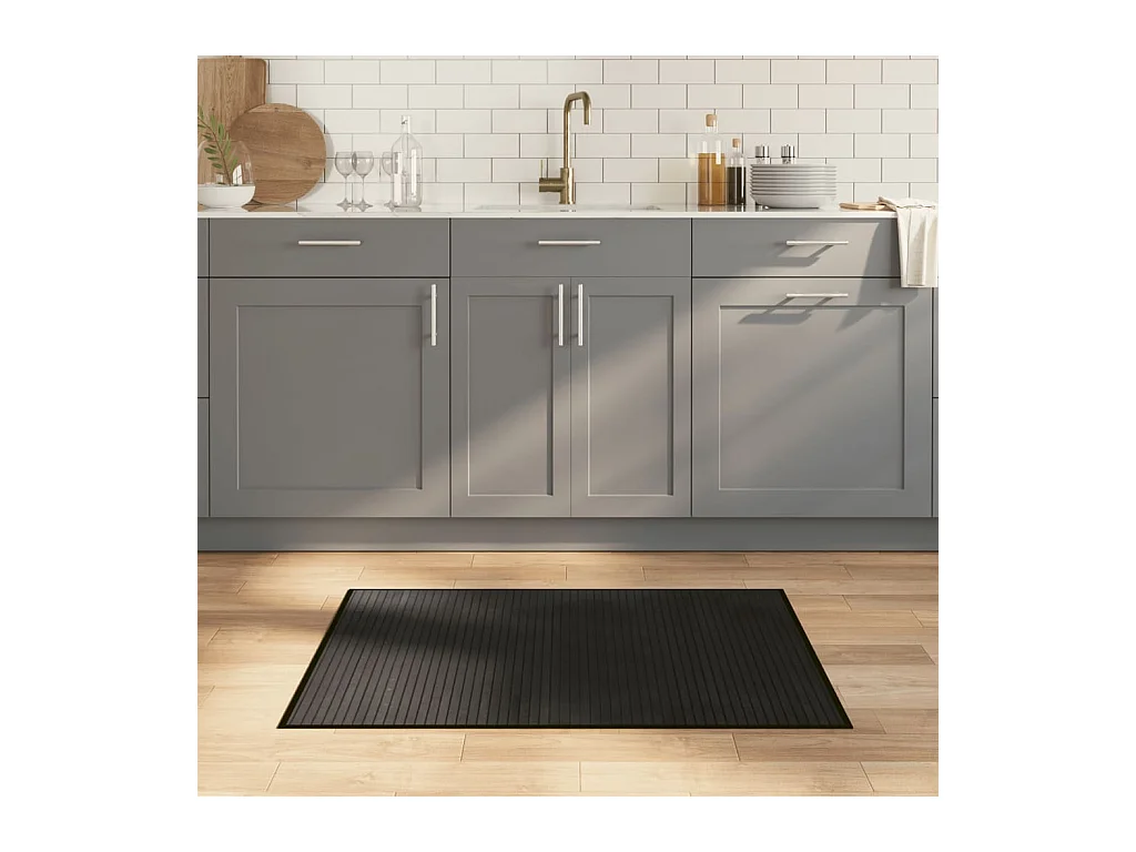 Tapis rectangulaire noir 70x100 cm bambou