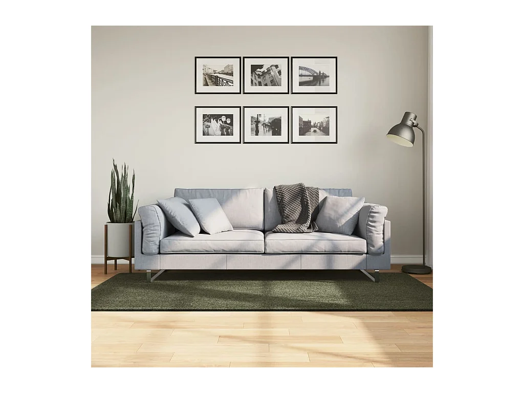 Tapis HUARTE à poils courts doux lavable vert forêt 100x200 cm