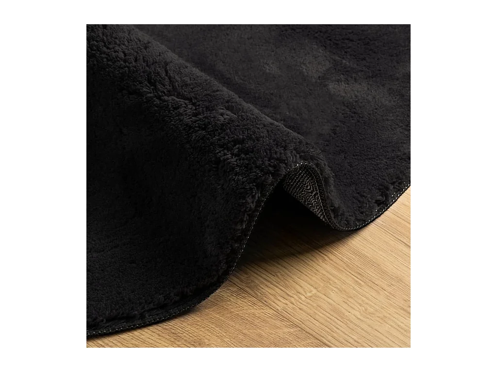 Teppich HUARTE Kurzflor Weich und Waschbar Schwarz Ø 200 cm