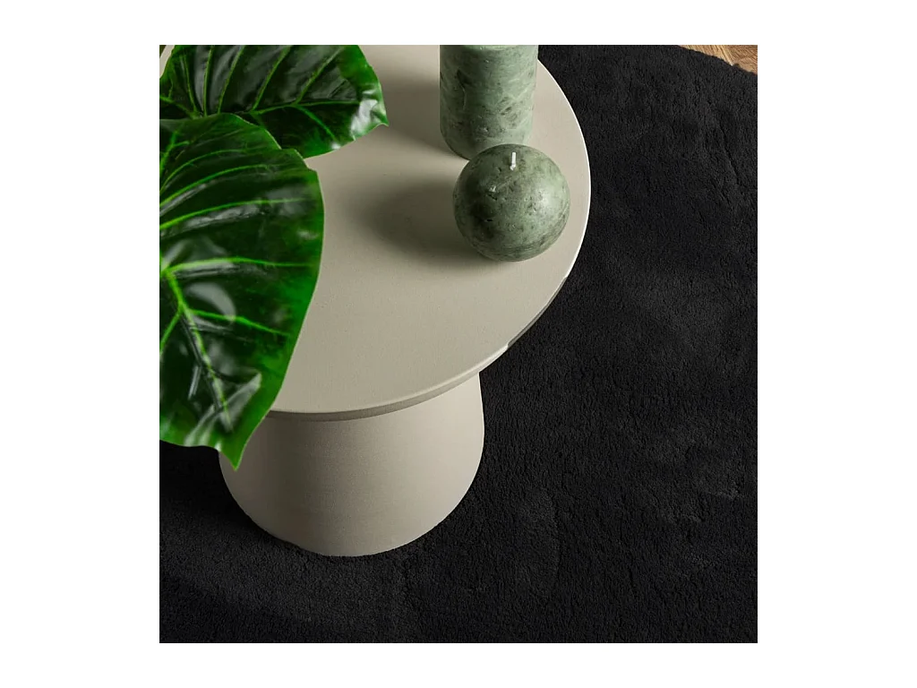 Tapete pelo curto macio e lavável HUARTE Ø 200 cm preto