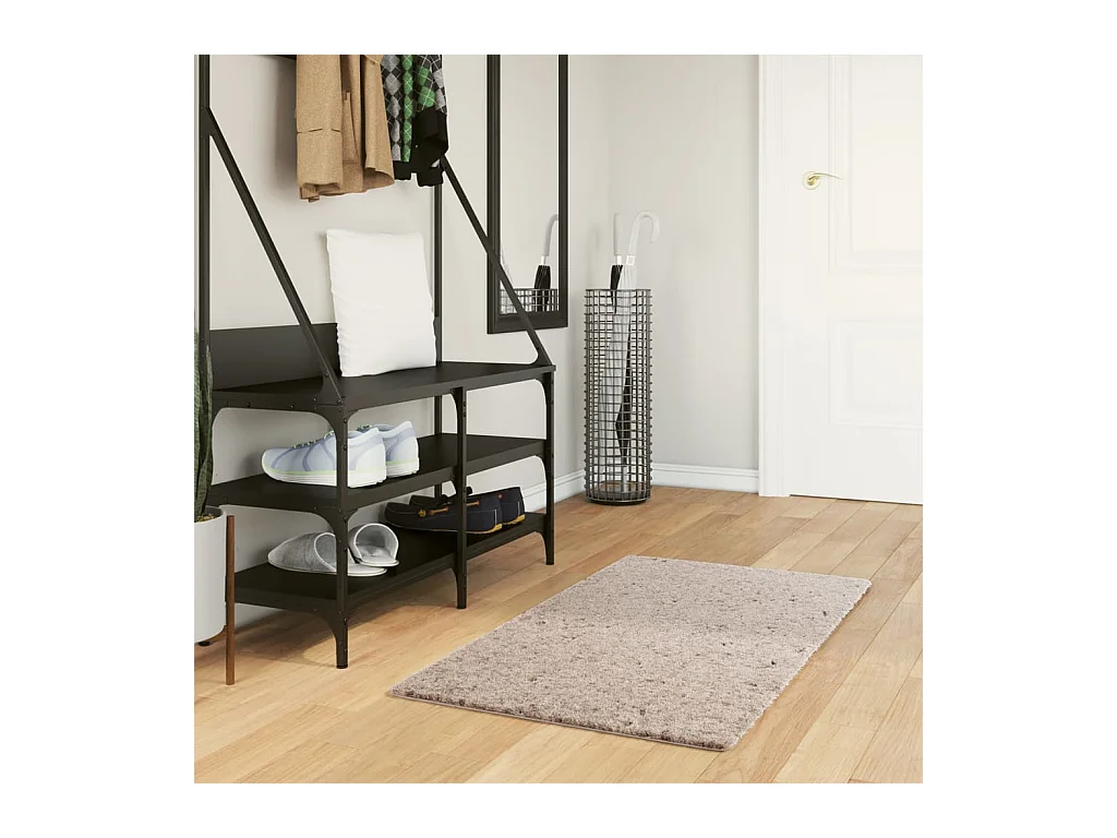 Vloerkleed PAMPLONA shaggy hoogpolig modern 60x110 cm beige