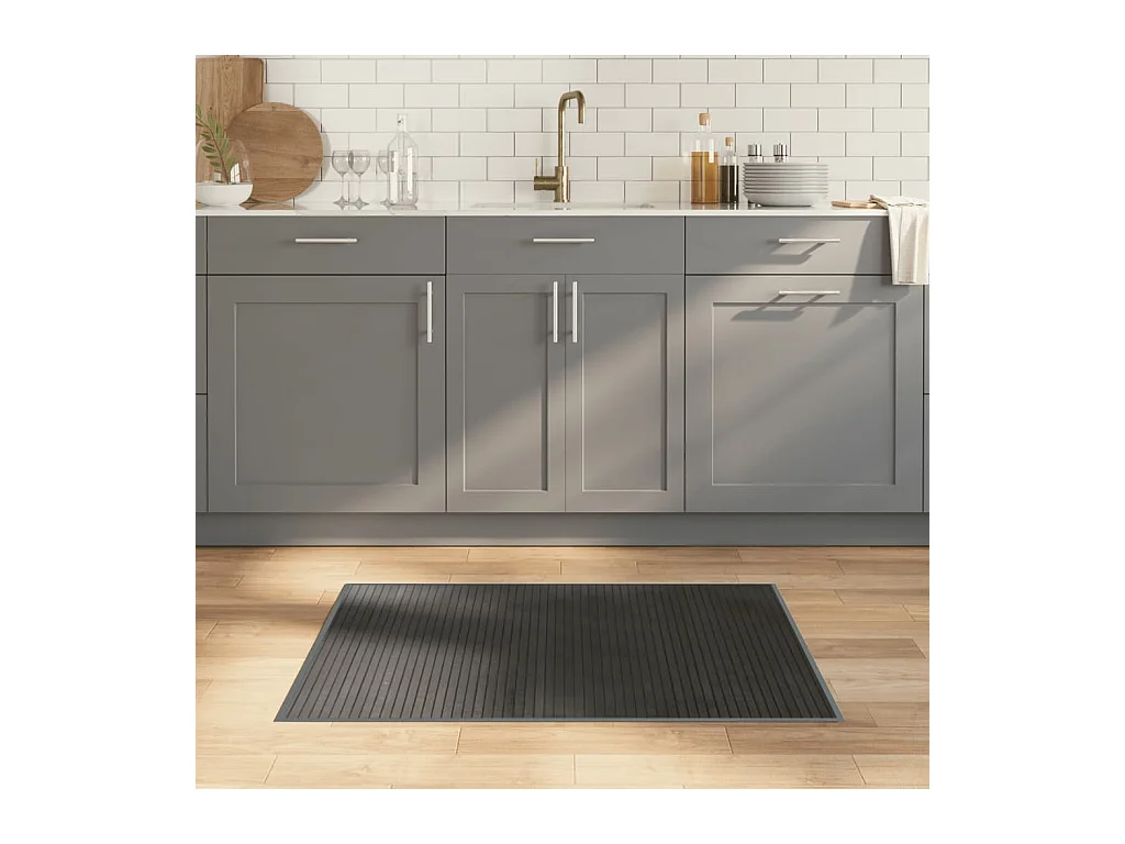 Teppich Rechteckig Grau 70x100 cm Bambus
