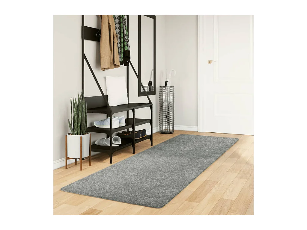 Teppich Shaggy Hochflor Modern Grün 80x250 cm