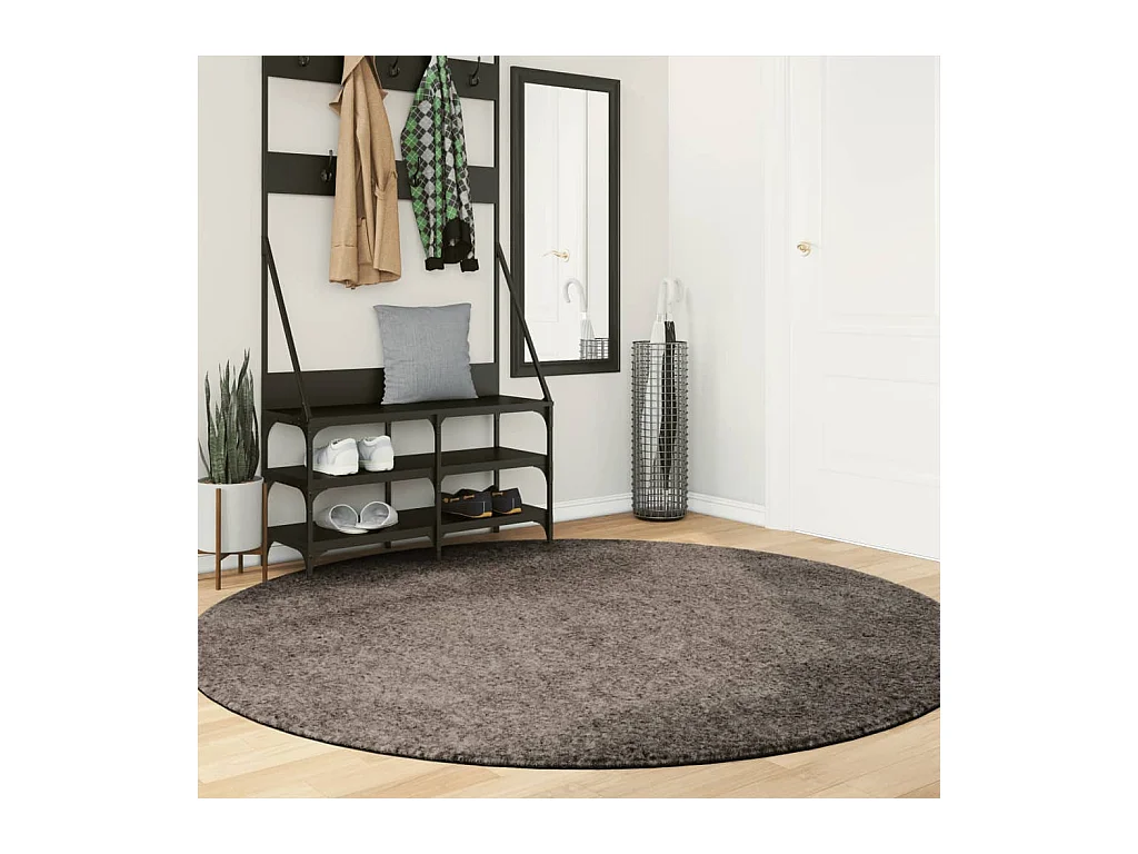 Tapis ISTAN à poils longs aspect brillant gris Ø 200 cm