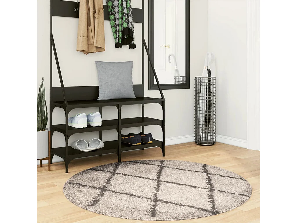 Alfombra de pelo largo moderna PAMPLONA beige antracita Ø120 cm