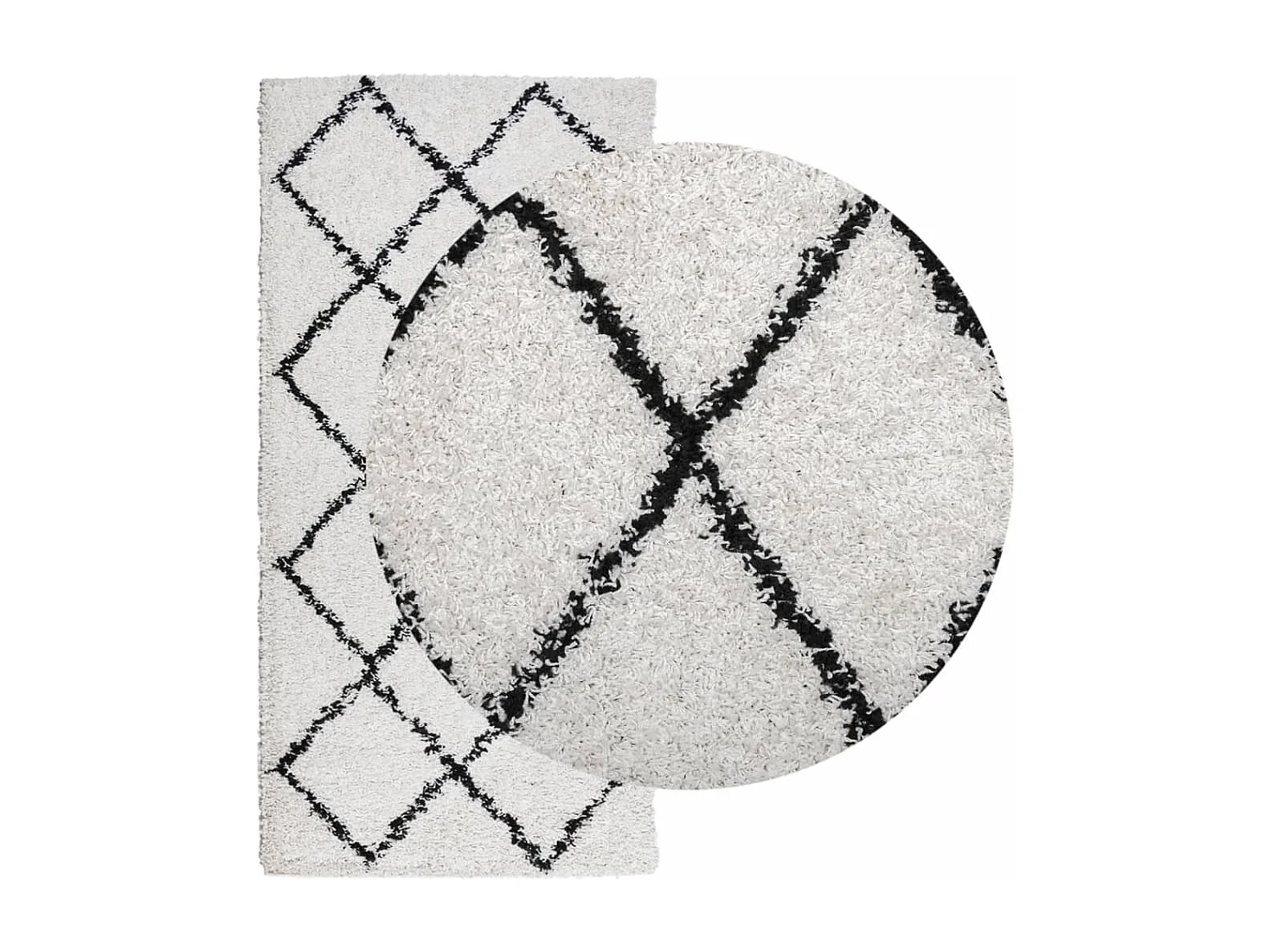 Alfombra de pelo largo moderna PAMPLONA crema y negro 100x200cm