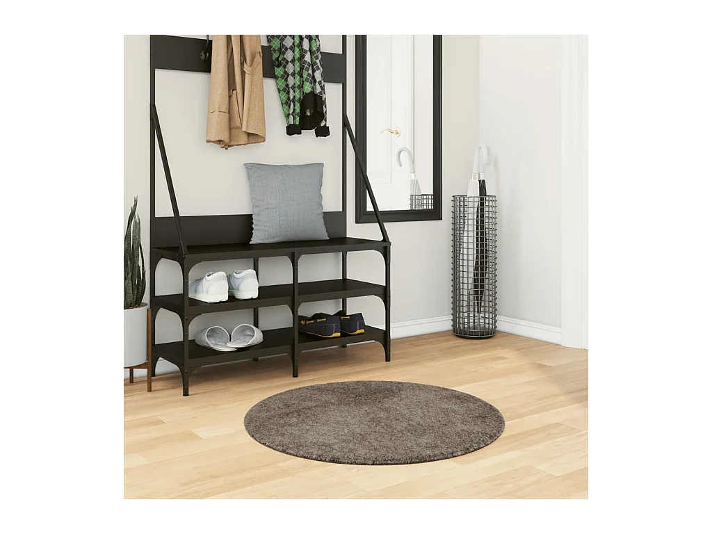 Tapis ISTAN à poils longs aspect brillant gris Ø 80 cm