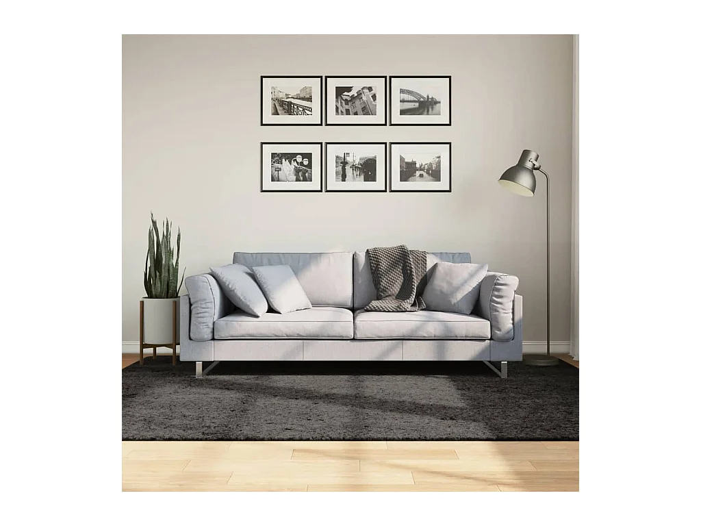 Tapis ISTAN à poils longs aspect brillant anthracite 160x230 cm