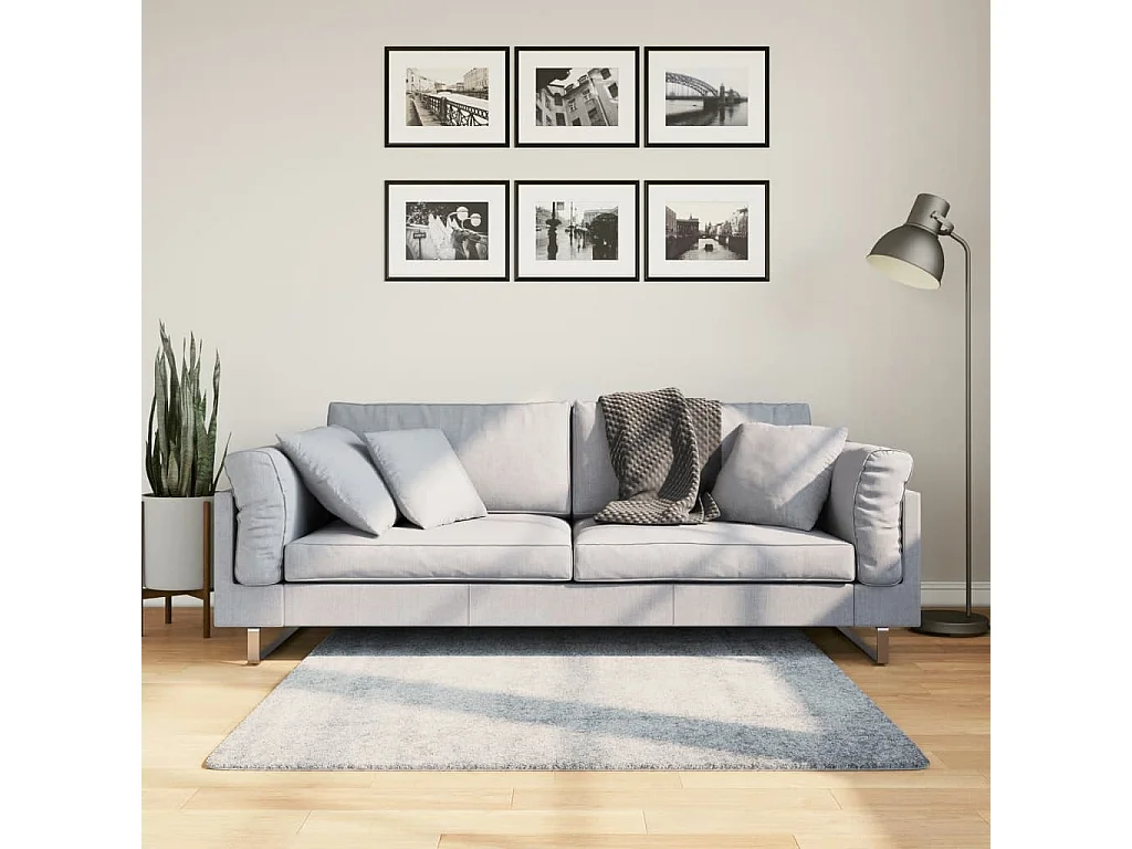 Tappeto Shaggy PAMPLONA a Pelo Lungo Moderno Blu 120x120 cm