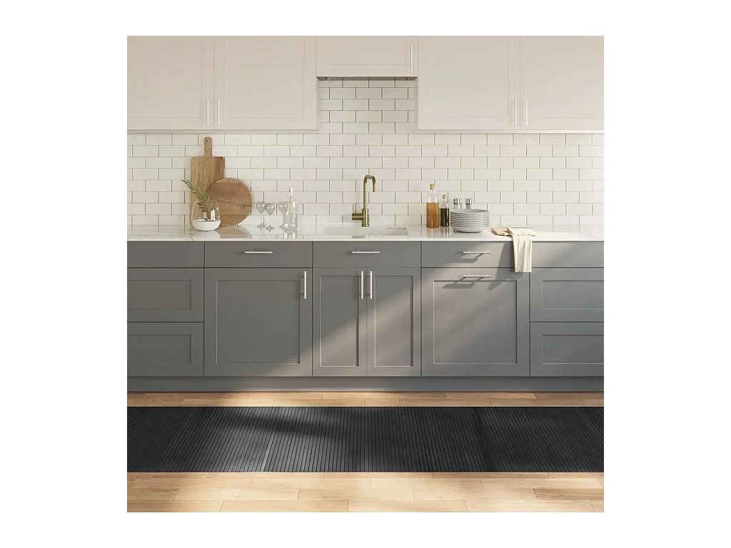 Tappeto Rettangolare Grigio 80x300 cm in Bambù