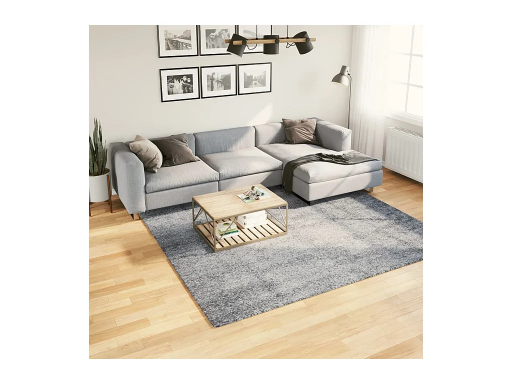 Tappeto Shaggy PAMPLONA a Pelo Lungo Moderno Blu 240x240 cm