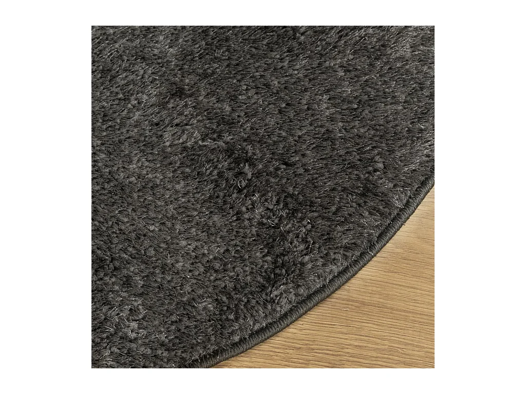 Tapis ISTAN à poils longs aspect brillant anthracite Ø 120 cm