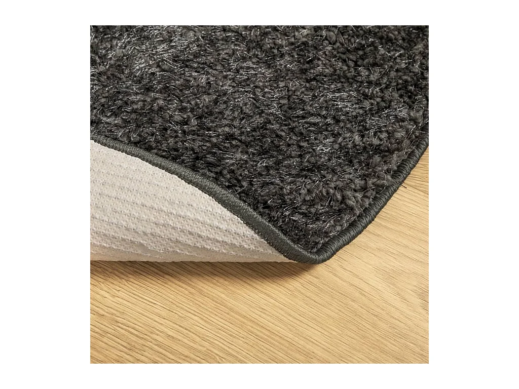 Tapis ISTAN à poils longs aspect brillant anthracite Ø 120 cm
