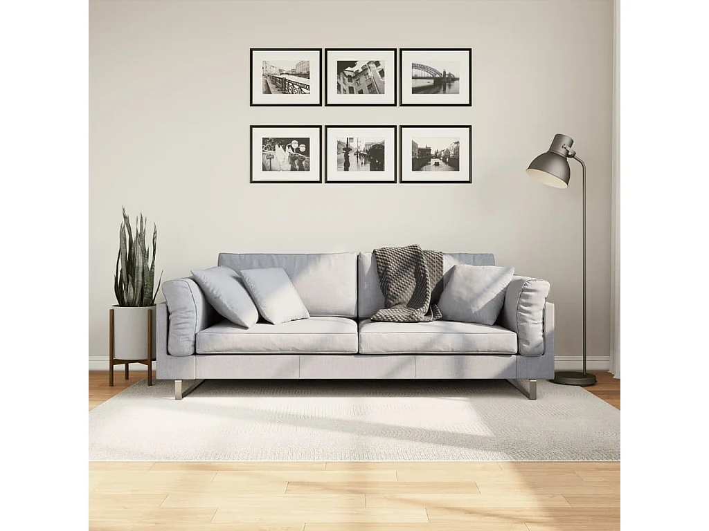 Tapete de pelo curto IZA visual escandinavo 140x200cm cor creme