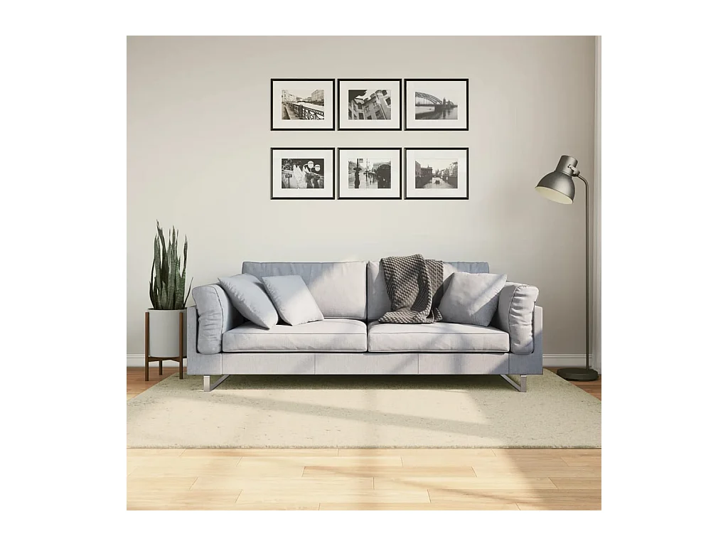 Tapis HUARTE à poils courts doux et lavable crème 140x200 cm