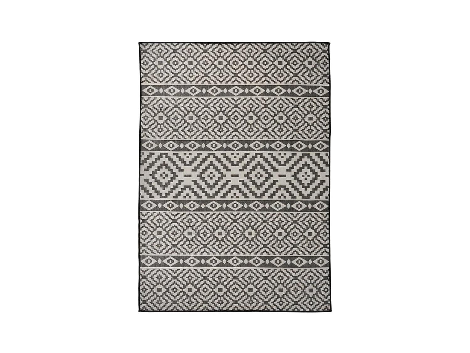 Tapis à tissage plat d'extérieur 120x170 cm Rayures noires
