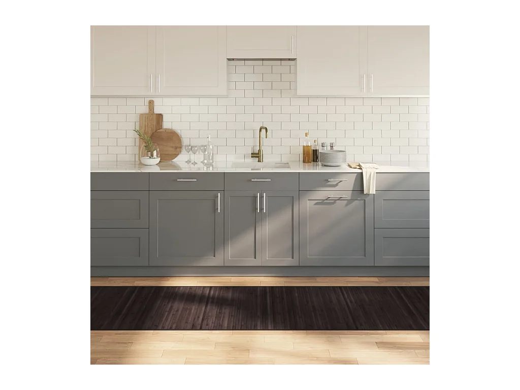 Tappeto Rettangolare Marrone Scuro 80x300 cm in Bambù
