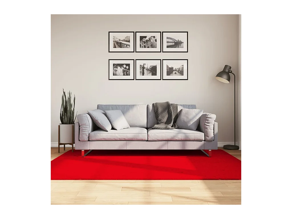 Tapis HUARTE à poils courts doux et lavable rouge 140x200 cm