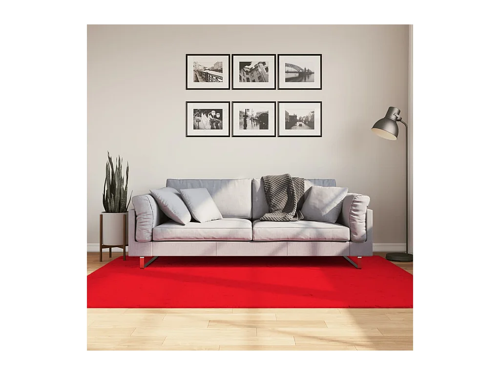Tapis OVIEDO à poils courts rouge 140x200 cm