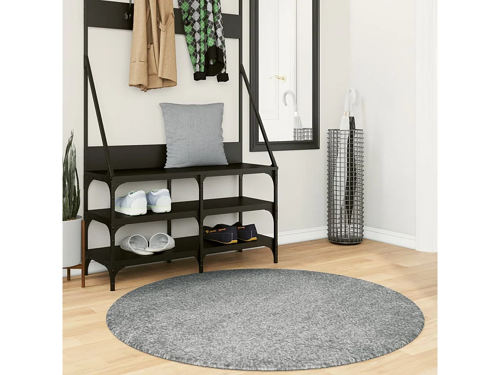 Tapis shaggy PAMPLONA poils longs moderne vert Ø 120 cm