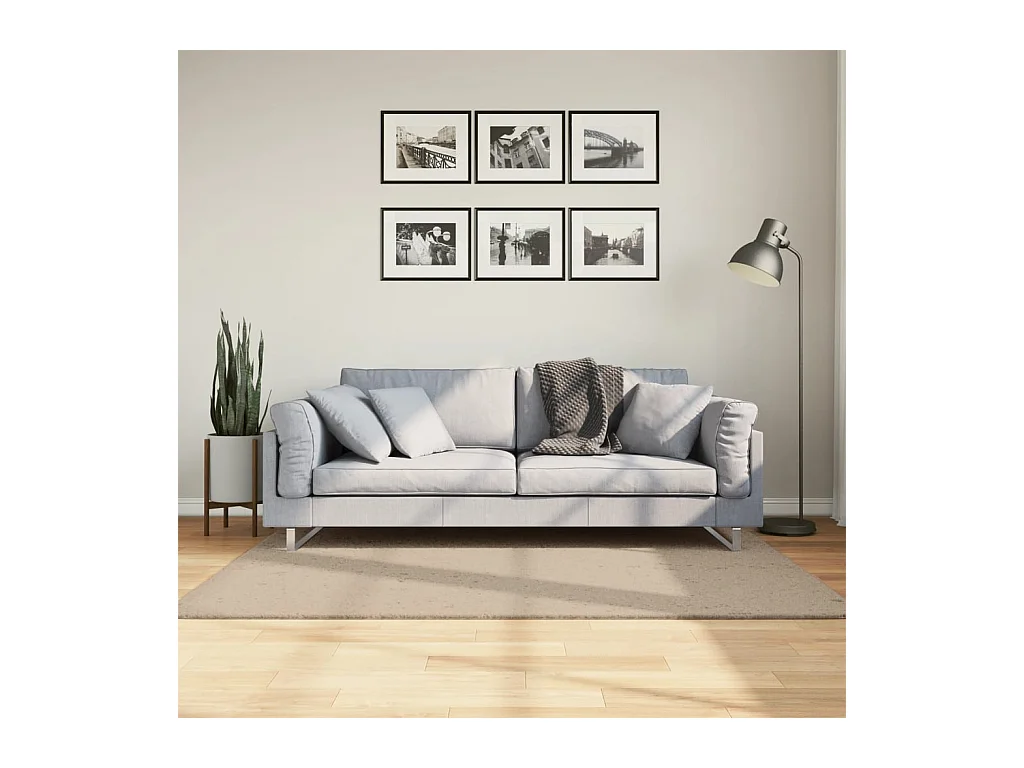 Tapis HUARTE à poils courts doux et lavable sable 120x170 cm