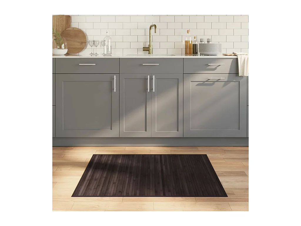 Tappeto Rettangolare Marrone Scuro 80x100 cm in Bambù