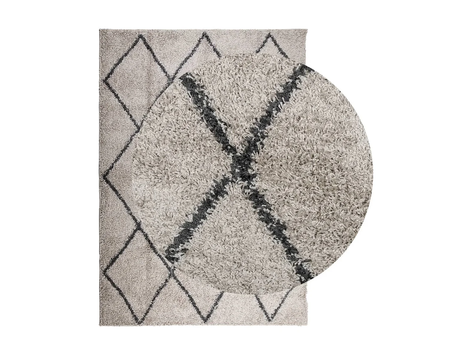 Tappeto Shaggy PAMPLONA Pelo Lungo Beige e Antracite 160x230 cm