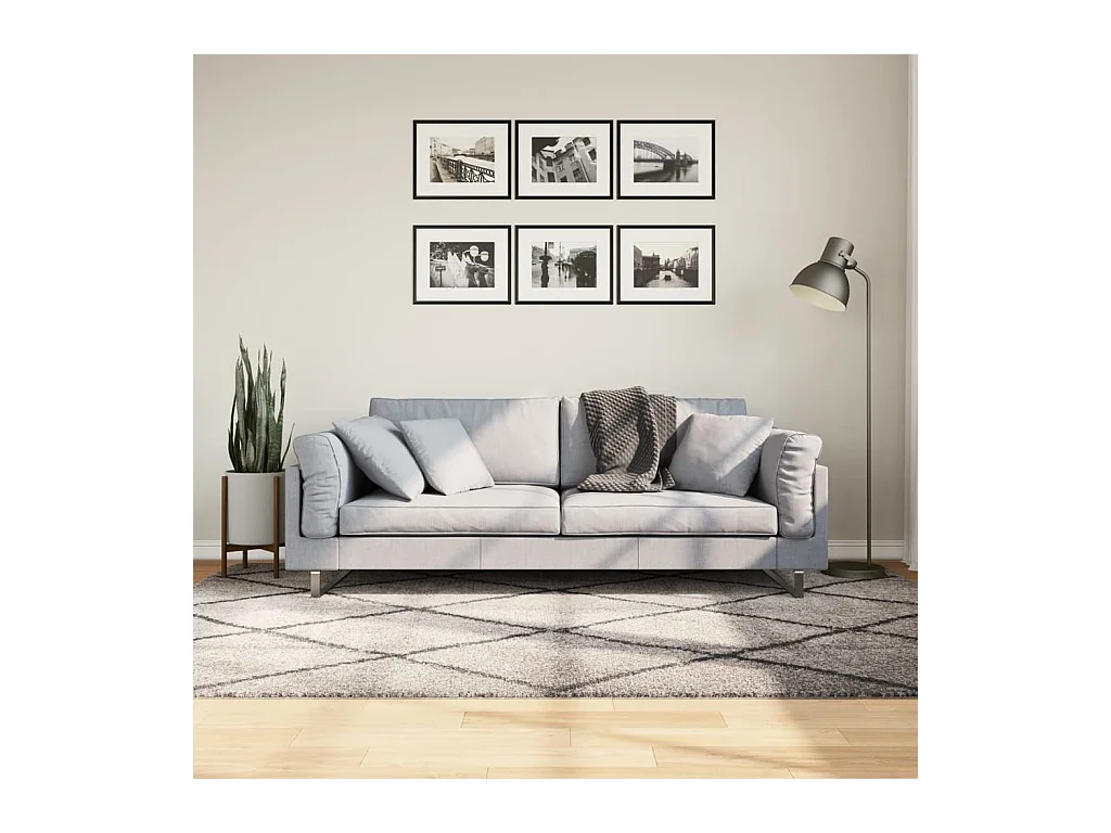 Tapis shaggy à poils longs moderne beige anthracite 160x230 cm
