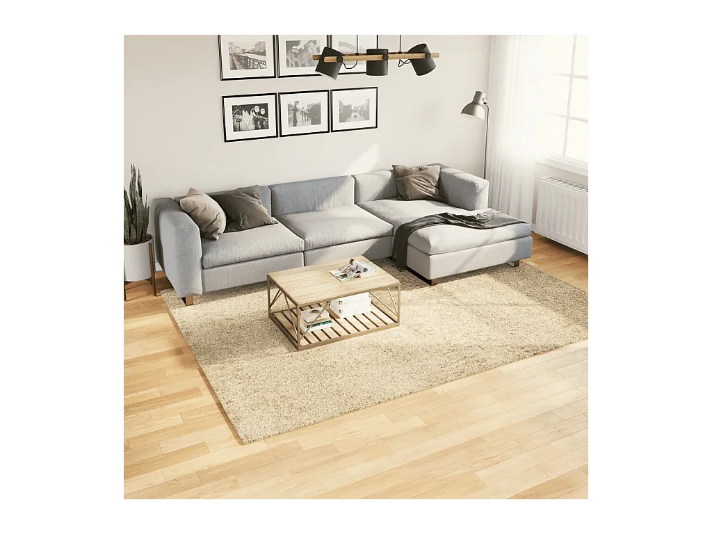 Tapis shaggy PAMPLONA poils longs moderne doré 200x280 cm