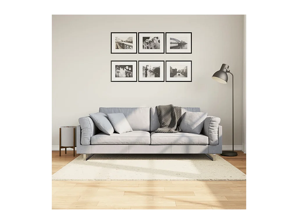 Tapis shaggy PAMPLONA poils longs moderne crème 120x170 cm