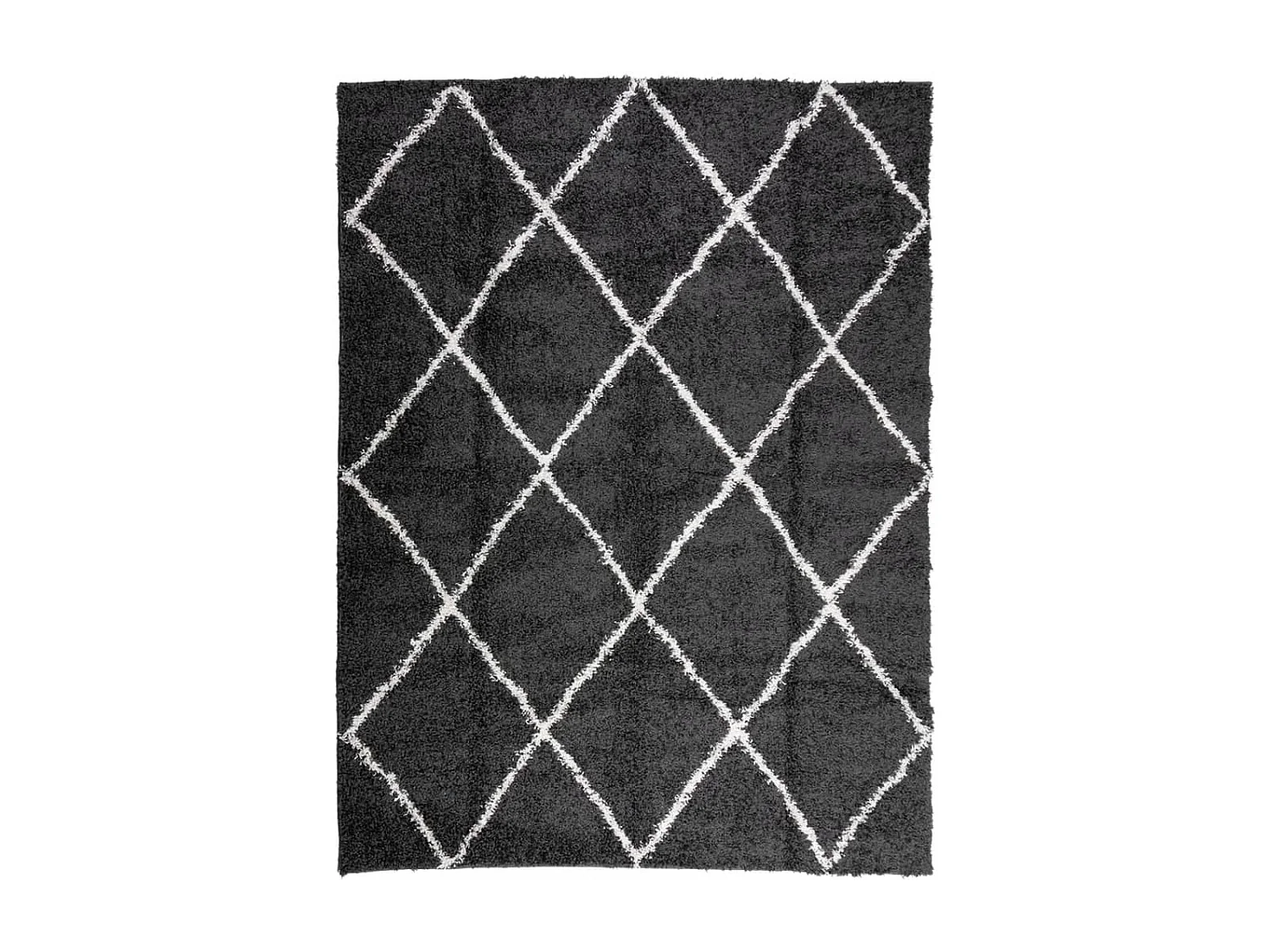 Tapis shaggy à poils longs moderne noir et crème 300x400 cm