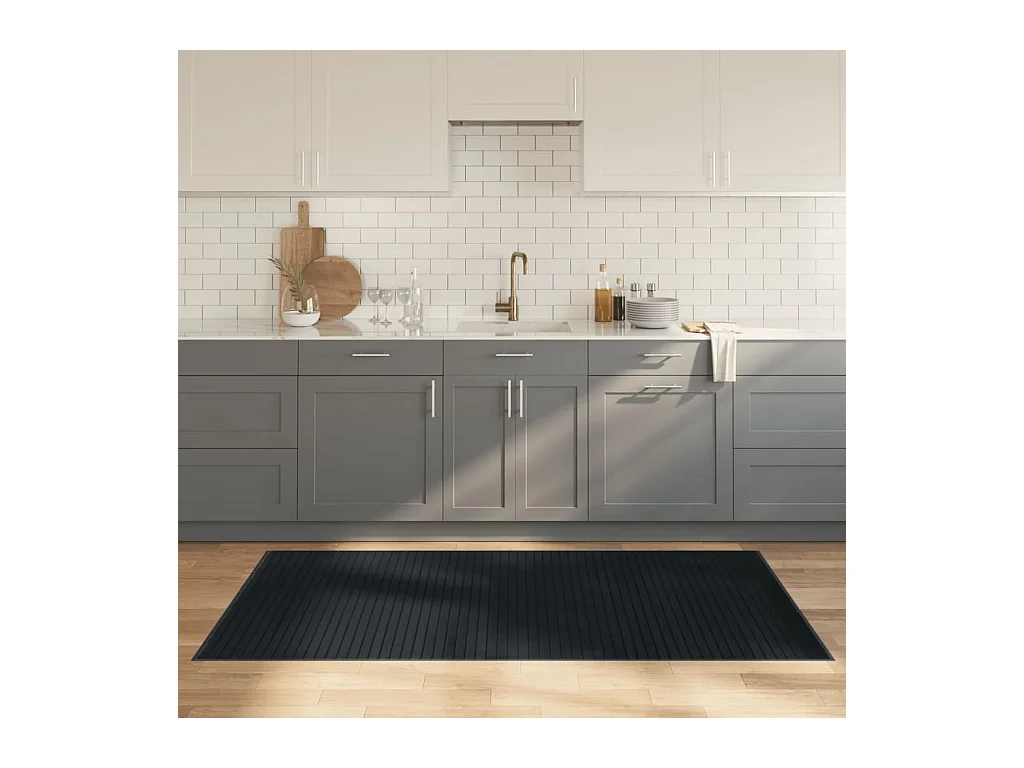 Tapis rectangulaire gris 100x200 cm bambou
