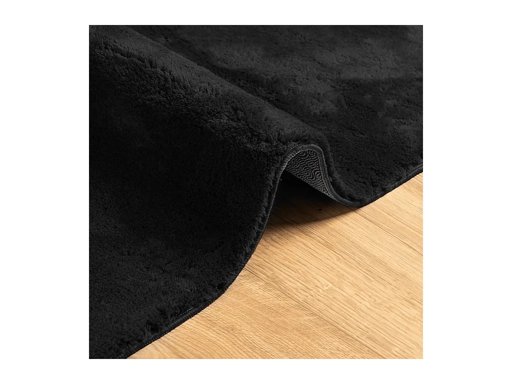 Tapis HUARTE à poils courts doux et lavable noir 80x250 cm