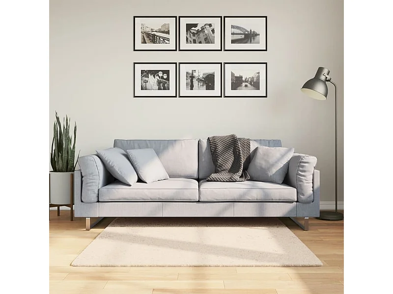 Tappeto a Pelo Corto HUARTE Morbido e Lavabile Beige 120x120 cm