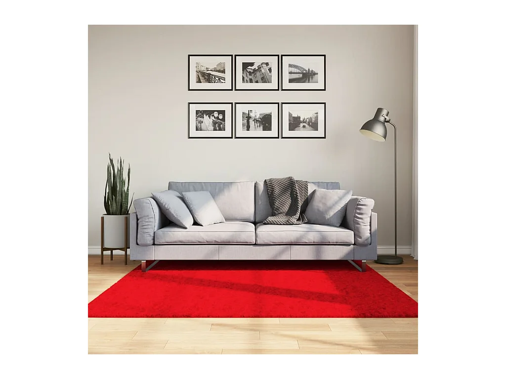 Tapis OVIEDO à poils courts rouge 160x160 cm