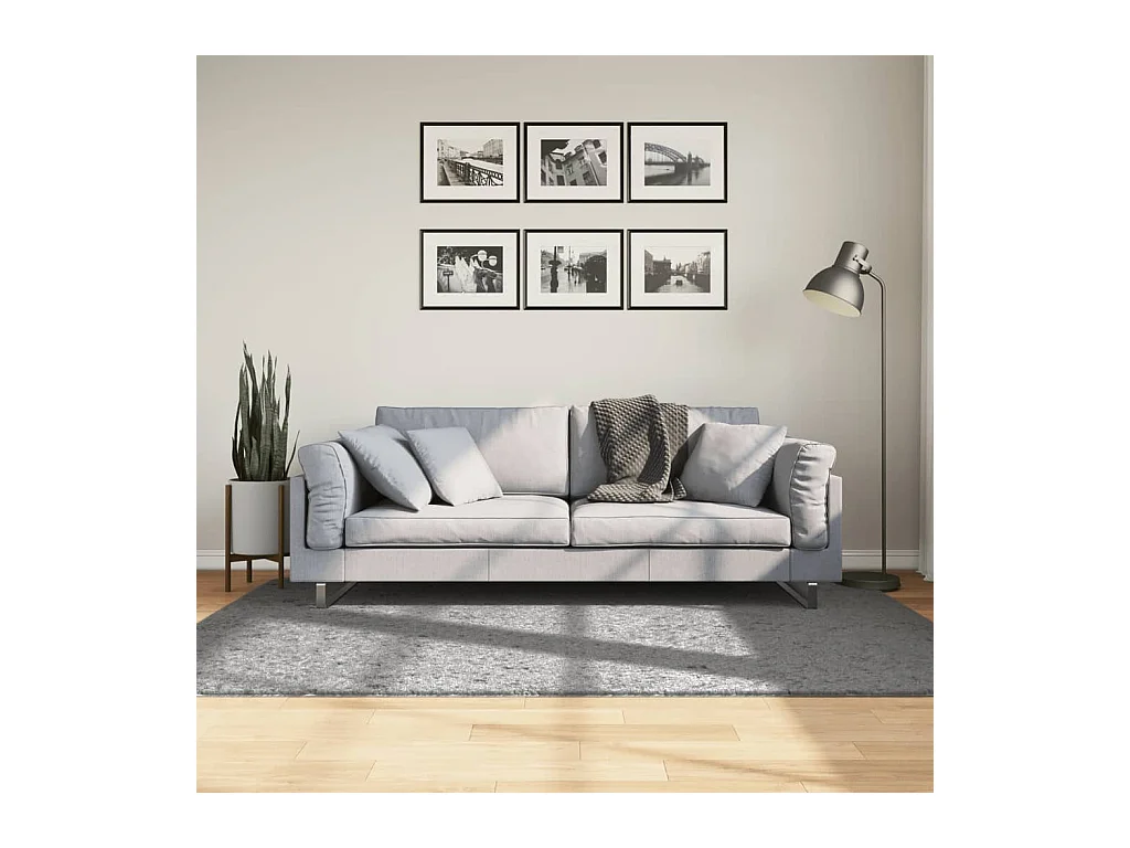Tapis shaggy PAMPLONA poils longs moderne gris 140x200 cm