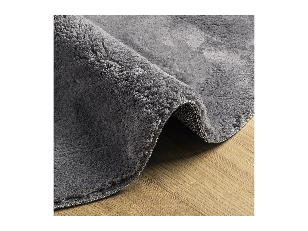Alfombra de pelo corto suave lavable HUARTE antracita Ø 80 cm
