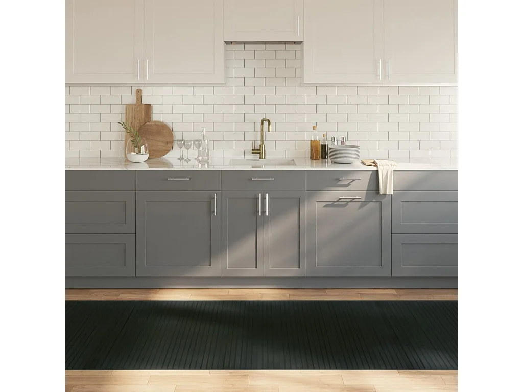 Tappeto Rettangolare Grigio 100x500 cm in Bambù