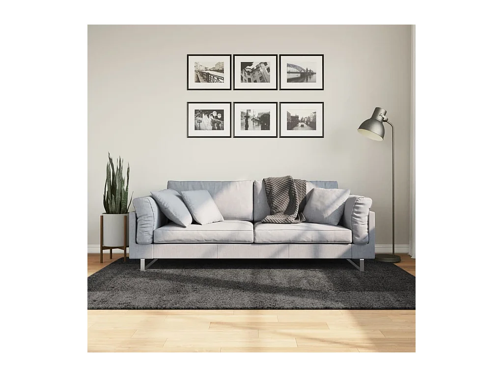 Tapis shaggy PAMPLONA poils longs moderne anthracite 140x200 cm