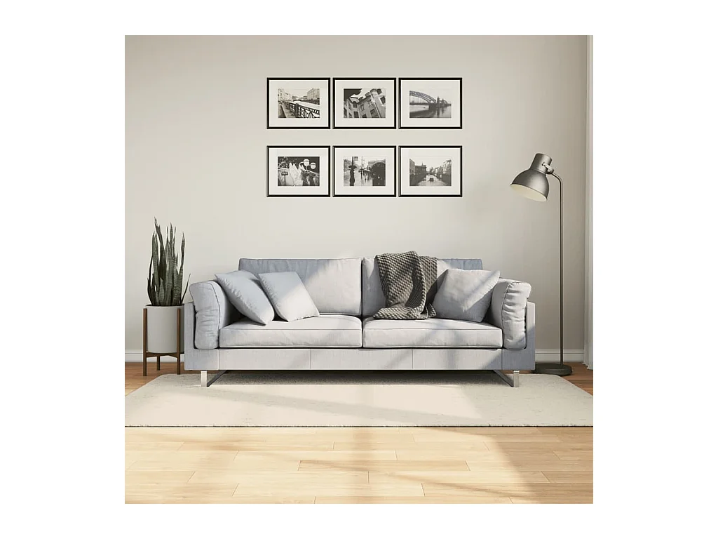 Tapis ISTAN à poils longs aspect brillant crème 100x200 cm