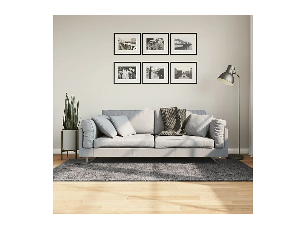 Tapis HUARTE à poils courts doux lavable anthracite 120x170 cm